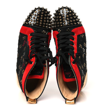 CHRISTIAN LOUBOUTIN Calfskin Louis Spikes Flat Sneakers 38 Multicolor