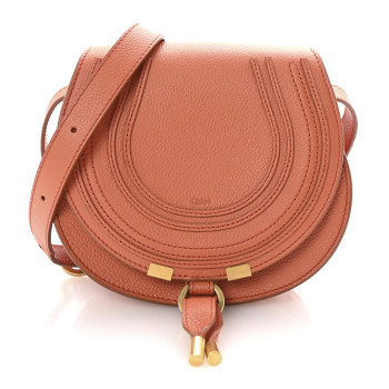CHLOE Grained Calfskin Small Marcie Saddle Bag Orange