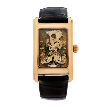 AUDEMARS PIGUET 18K Rose Gold Alligator 29mm Edward Piguet Skeleton Tourbillon Manual Winding Watch 26049OR.OO.D088CR.01