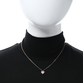 VAN CLEEF & ARPELS 18k Rose Gold Carnelian Sweet Alhambra Heart Pendant Necklace