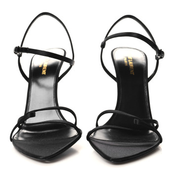 SAINT LAURENT Crepe Satin Clara 110 Ankle Strap Sandals 40 Black