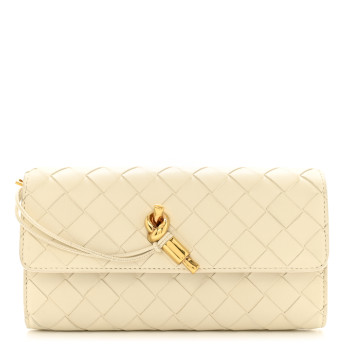BOTTEGA VENETA Nappa Intrecciato Andiamo Large Flap Wallet White