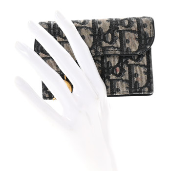 CHRISTIAN DIOR Oblique Saddle Card Holder Blue CHRISTIAN DIOR Oblique Saddle Card Holder Blue