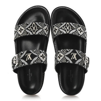 LOUIS VUITTON Jacquard Since 1854 Paseo Flat Comfort Mule 37.5 Grey