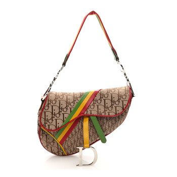 CHRISTIAN DIOR Monogram Rasta Saddle Bag Beige CHRISTIAN DIOR Monogram Rasta Saddle Bag Beige