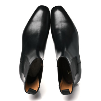 CHRISTIAN LOUBOUTIN Calfskin Mens Roadie Flat Chelsea Boots 42.5 Black