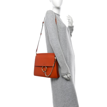CHLOE Goatskin Medium Faye Shoulder Bag Coral