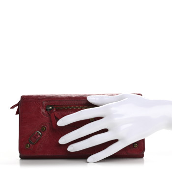 BALENCIAGA Agneau Gold Hardware Continental Zip Around Wallet Rose Thulian