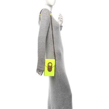 CHRISTIAN LOUBOUTIN Calfskin Elisa Phone Crossbody Neon Green