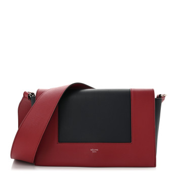 CELINE Shiny Smooth Calfskin Medium Frame Shoulder Bag Red Navy