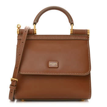 DOLCE & GABBANA Vitello Morbido Mini Sicily 58 Bag Tan