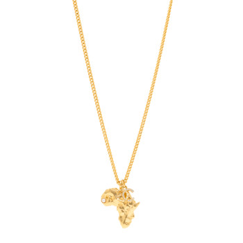 CHANEL Crystal Pearl CC Africa Pendant Necklace Gold White