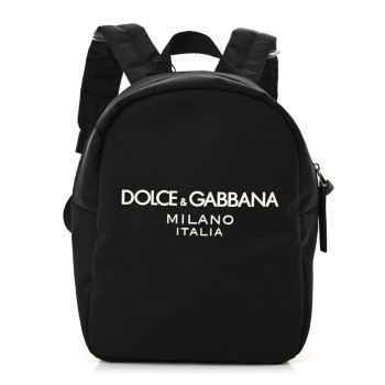 DOLCE & GABBANA Nylon Logo Childrens Backpack Black