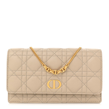 CHRISTIAN DIOR Supple Calfskin Caro Pouch with Chain Sand CHRISTIAN DIOR Supple Calfskin Caro Pouch with Chain Sand