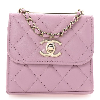 CHANEL Lambskin Quilted Mini Trendy CC Clutch With Chain Pink