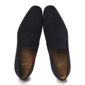 CHRISTIAN LOUBOUTIN Tresse Cruising Mens Dandelion Flat Loafers 43 Black Navy