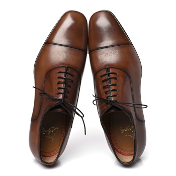 CHRISTIAN LOUBOUTIN Calfskin Mens Greggo Flat Oxfords 42.5 Brown