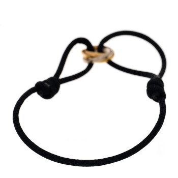 CARTIER 18K Pink Yellow White Gold Trinity Adjustable Cord Bracelet Black CARTIER 18K Pink Yellow White Gold Trinity Adjustable Cord Bracelet Black