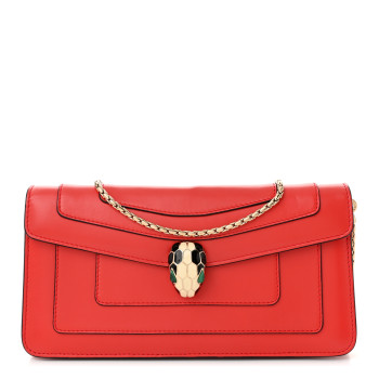 BULGARI Calfskin Serpenti Forever Flap Clutch Ruby Red BULGARI Calfskin Serpenti Forever Flap Clutch Ruby Red