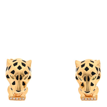 CARTIER 18K Yellow Gold Diamond Tsavorite Black Onyx Black Lacquer Panthere De Cartier Earrings CARTIER 18K Yellow Gold Diamond Tsavorite Black Onyx Black Lacquer Panthere De Cartier Earrings