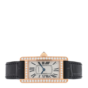 CARTIER 18K Pink Gold Alligator Diamond Bezel 19mm Tank Americaine Quartz Watch CARTIER 18K Pink Gold Alligator Diamond Bezel 19mm Tank Americaine Quartz Watch