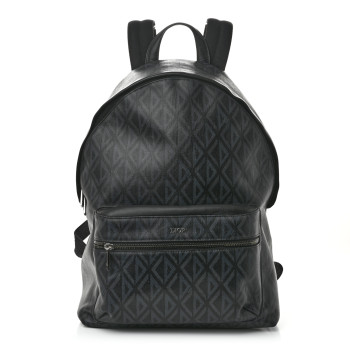 CHRISTIAN DIOR Coated Canvas CD Diamond Rider Zipped Backpack Black CHRISTIAN DIOR Coated Canvas CD Diamond Rider Zipped Backpack Black