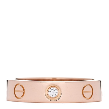 CARTIER 18K Pink Gold Diamond 4mm LOVE Wedding Band Ring 48 4.5 CARTIER 18K Pink Gold Diamond 4mm LOVE Wedding Band Ring 48 4.5