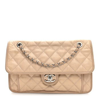 CHANEL Caviar Quilted Large French Riviera Flap Beige