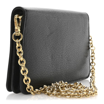 PRADA Vitello Daino Metal Chain Wallet Black