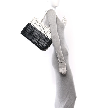 ALAIA Woven Calfskin Mina Tote Black White ALAIA Woven Calfskin Mina Tote Black White