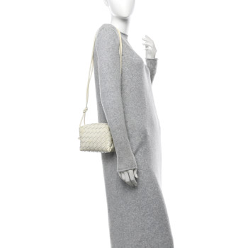 BOTTEGA VENETA Patent Nappa Intrecciato Mini Loop Camera Bag White