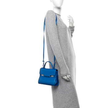 DELVAUX Metallic Calfskin Mini Tempete Satchel Satin Electric