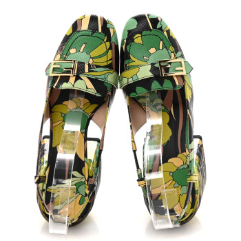 FENDI Calfskin Promenade Slingback Loafer Pumps 35 Black Multicolor