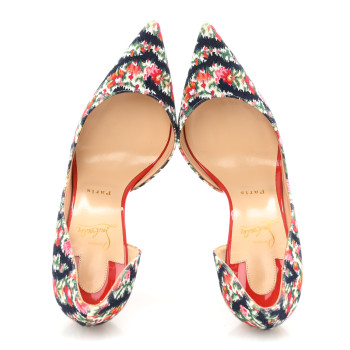CHRISTIAN LOUBOUTIN Denim Floral Iriza 100 Pumps 39.5 Multi Bisou