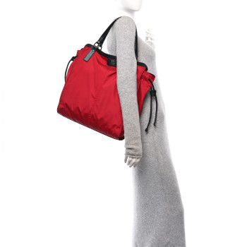 BURBERRY Nylon Buckleigh Packable Tote Bag Red