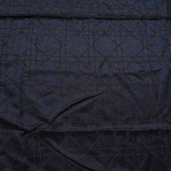 CHRISTIAN DIOR Wool Silk Metallic Cannage Scarf Blue Gold CHRISTIAN DIOR Wool Silk Metallic Cannage Scarf Blue Gold