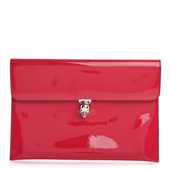 ALEXANDER MCQUEEN Patent Skull Lock Envelope Clutch Pink ALEXANDER MCQUEEN Patent Skull Lock Envelope Clutch Pink