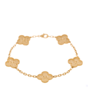VAN CLEEF & ARPELS 18K Yellow Gold 5 Motifs Vintage Alhambra Bracelet
