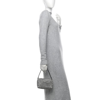 ALEXANDER WANG Mesh Crystal Rhinestone Mini Heiress Pouch Black Silver