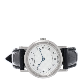 BREGUET 18K White Gold Alligator 25.7mm Classique Manual Winding Watch 8560