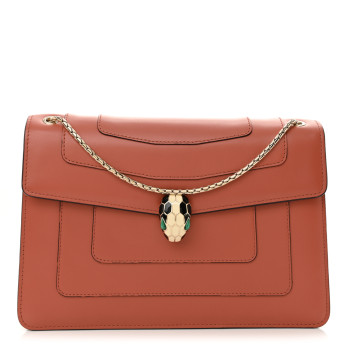 BULGARI Calfskin Serpenti Forever Shoulder Bag Coral BULGARI Calfskin Serpenti Forever Shoulder Bag Coral