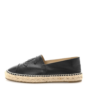 CHANEL Lambskin CC Espadrilles 39 Black