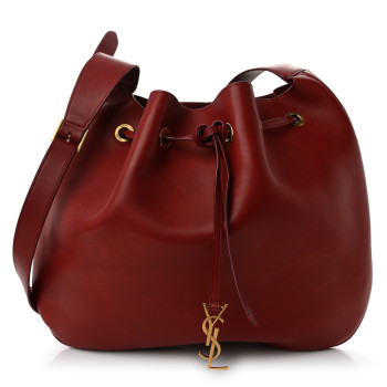 SAINT LAURENT Smooth Calfskin Paris VII Large Flat Hobo Red
