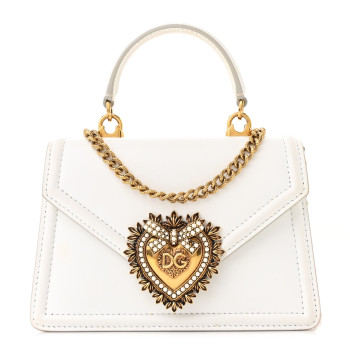 DOLCE & GABBANA Smooth Calfskin Small Devotion Envelope Top Handle Bag White