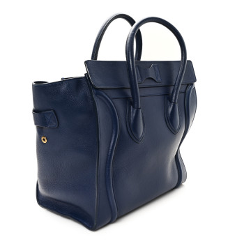 CELINE Drummed Calfskin Mini Luggage Ink