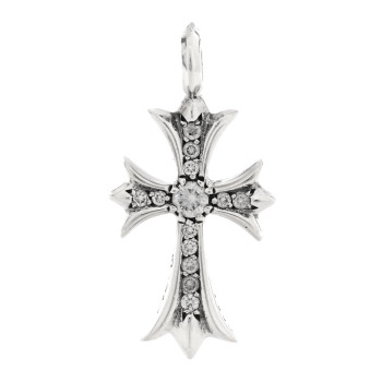 CHROME HEARTS Sterling Silver Diamond CH Cross Pendant