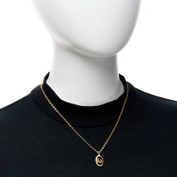 CHRISTIAN DIOR Metal CD Logo Oval Pendant Necklace Gold CHRISTIAN DIOR Metal CD Logo Oval Pendant Necklace Gold