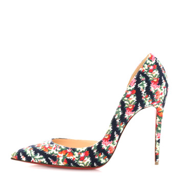 CHRISTIAN LOUBOUTIN Denim Floral Iriza 100 Pumps 39.5 Multi Bisou