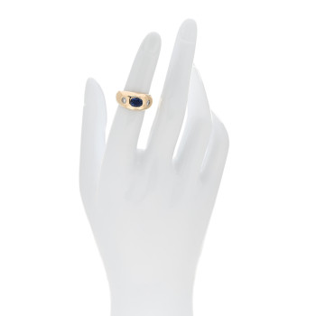 BULGARI 18K Yellow Gold Diamond Blue Sapphire Bombe Ring 47 4.25 BULGARI 18K Yellow Gold Diamond Blue Sapphire Bombe Ring 47 4.25