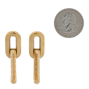 LOUIS VUITTON Metal LV Edge Double Hoop Earrings Gold